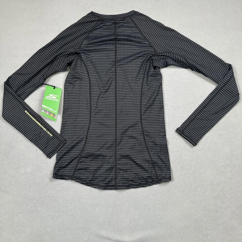 NWT Skechers Go Golf Shirt Womens XS Black Layer Top Stripe Long Sleeve UPF 25 - Picture 2 of 11